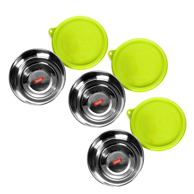Sumeet Stainless Steel Storage Containers Set- 375 Ml 3 Pieces Silver