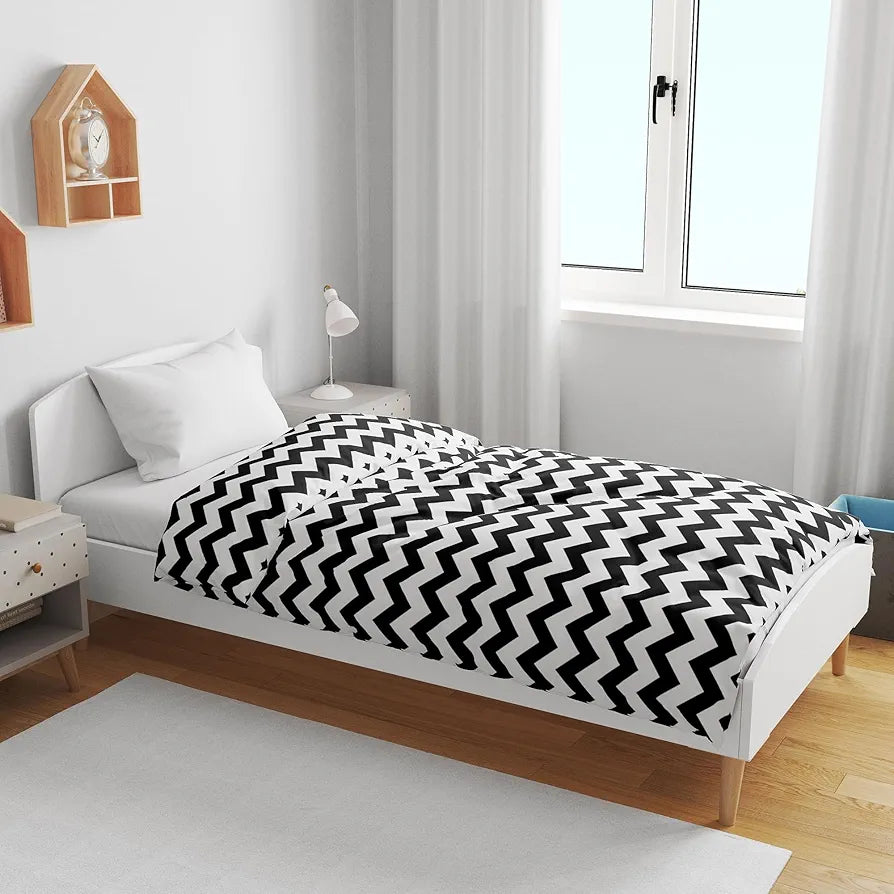 Divine Casa 120 GSM Microfiber Single Kids Dohar Soft & Lightweight Throw Blanket Zig-Zag Pattern Colour Anthracite