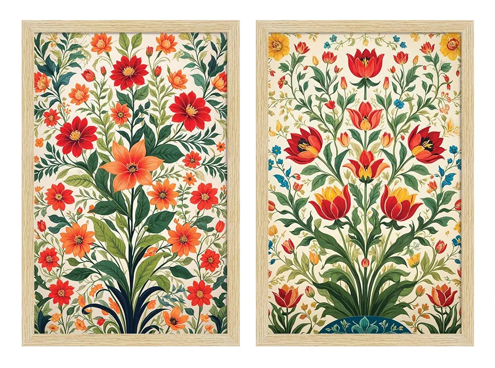 ArtX Paper Flowers Art Paintings with Frame Flowers - 03 Set of 2
