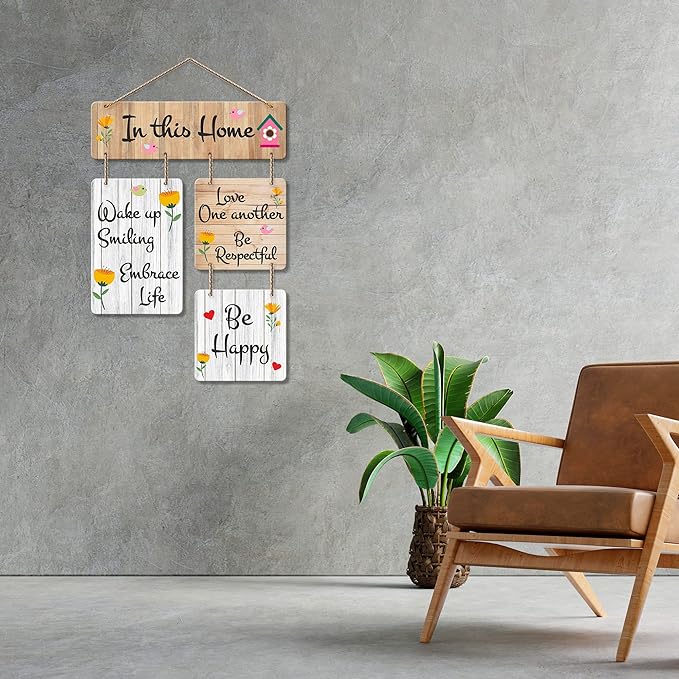 Artvibes in This Home Decorative Wall Art Mdf Wooden Hanger for Living Room | Quotes Decor Items | Modern Art