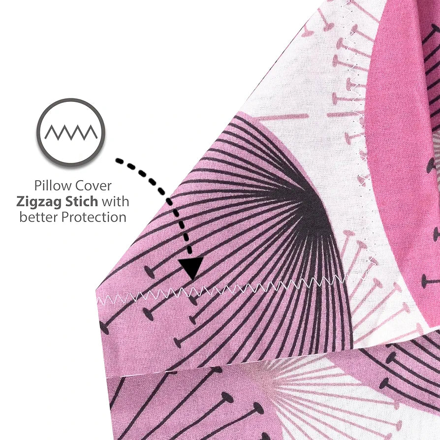 Divine Casa 144 TC Cotton Double Bedsheet with 2 Pillow Covers Colour Dusty Pink Floral Print 100% Cotton