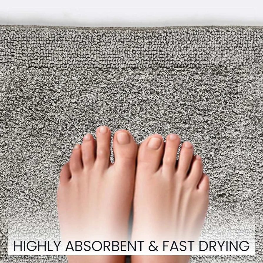 Sashaa World Super Absorbant Cotton Reversible Bath Rectangular Mat Bathroom Rugs Colour Grey