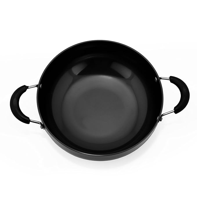 Sumeet 3Mm Hardanodised Deep Kadhai Size 12 22Cm Dia 2 Ltr Capacity Black