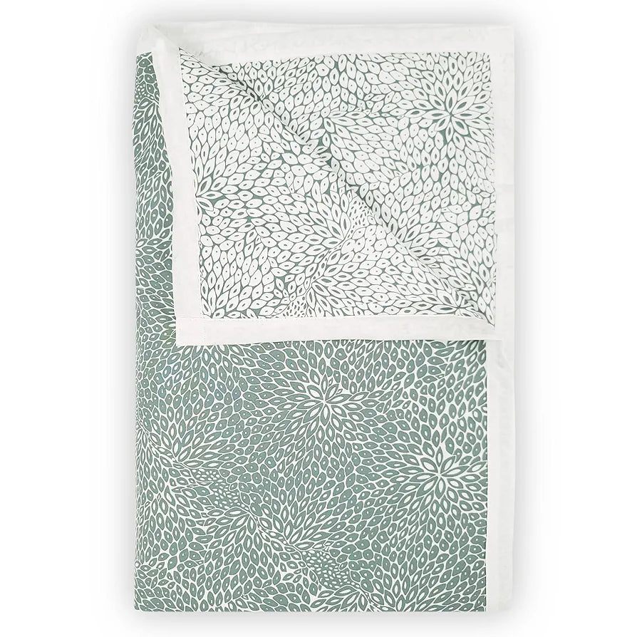 Divine Casa 120 GSM Microfiber Single Dohar Soft & Lightweight Throw Blanket Floral Burst Pattern Colour Sage Green & White