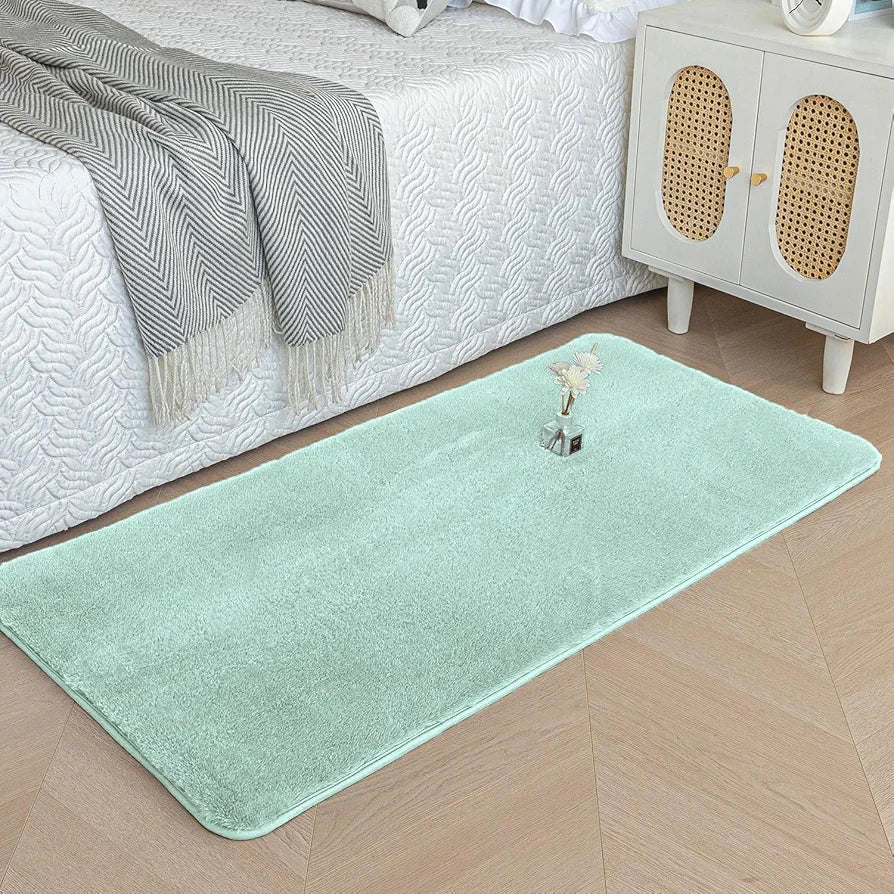 Luxe Home International Rectangular Bath Mat Super Soft Anti Skid Rabbit Fur  Bathroom Mats Rug Colour Lime