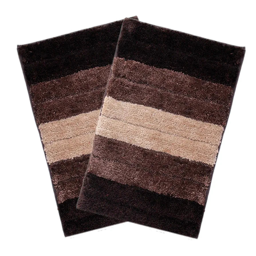 Luxe Home International Microfiber Rectangular Bath mat Soft Anti Slip Skid Luxury Mats 40X60 Cm Colour Walnut  (Pack of 2)
