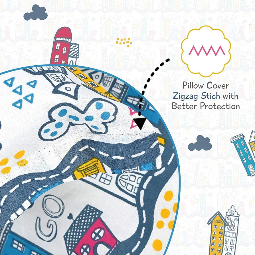 Divine Casa 144 TC 100% Cotton Single Bedsheet with 1 Pillow Cover Abstract PatternColour Heaven White