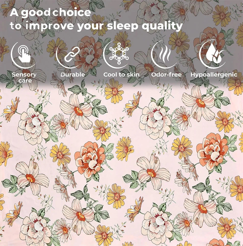 Fresh From Loom Elastic Fitted Floral Bed Sheets Bed Covers for Mattresses Tuck in King Size with Two Pillow Cover 144 TC Soft Pink