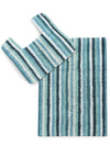 Sashaa World Striped Anti Skid Bathmat & Contour Set Colour Blue & White Striped