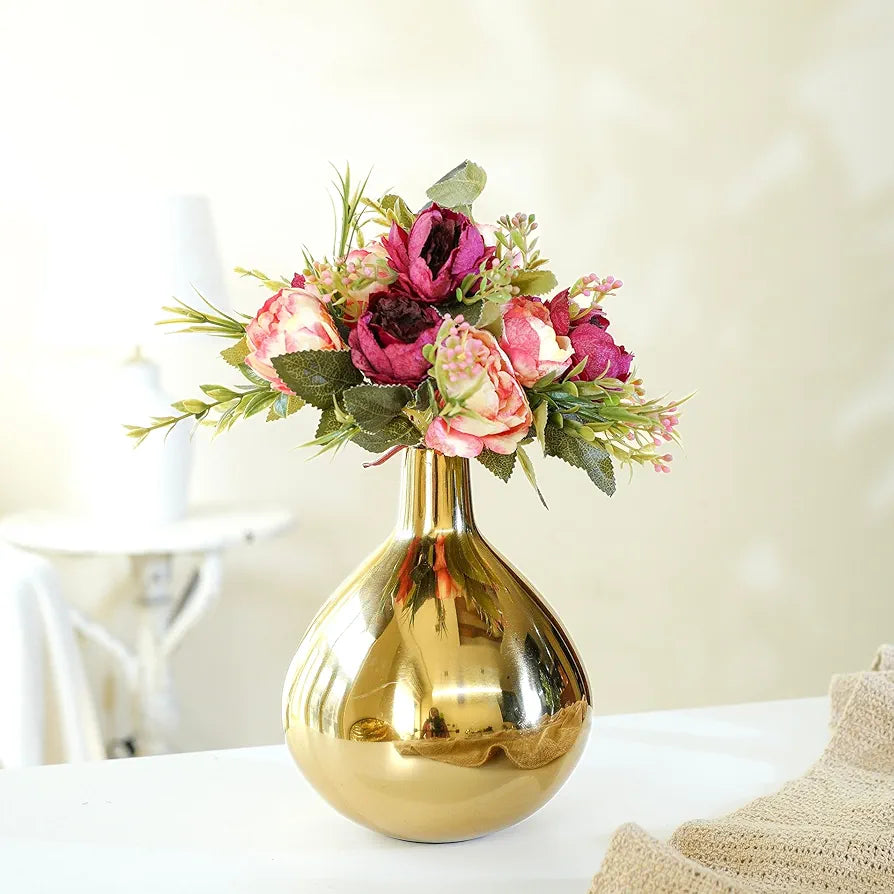 Behoma Metal Golden Flower Vase Gold Tall Vase Flowers not Included
