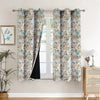 Cloth Fusion Blackout Printed Premium Window Curtains 5 Feet Long Set of 2 Blue Blooms