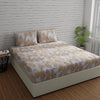 Huesland by Ahmedabad Cotton 144 TC Cotton Bedsheets for King Size Bed with 2 Pillow Covers | Brown & White