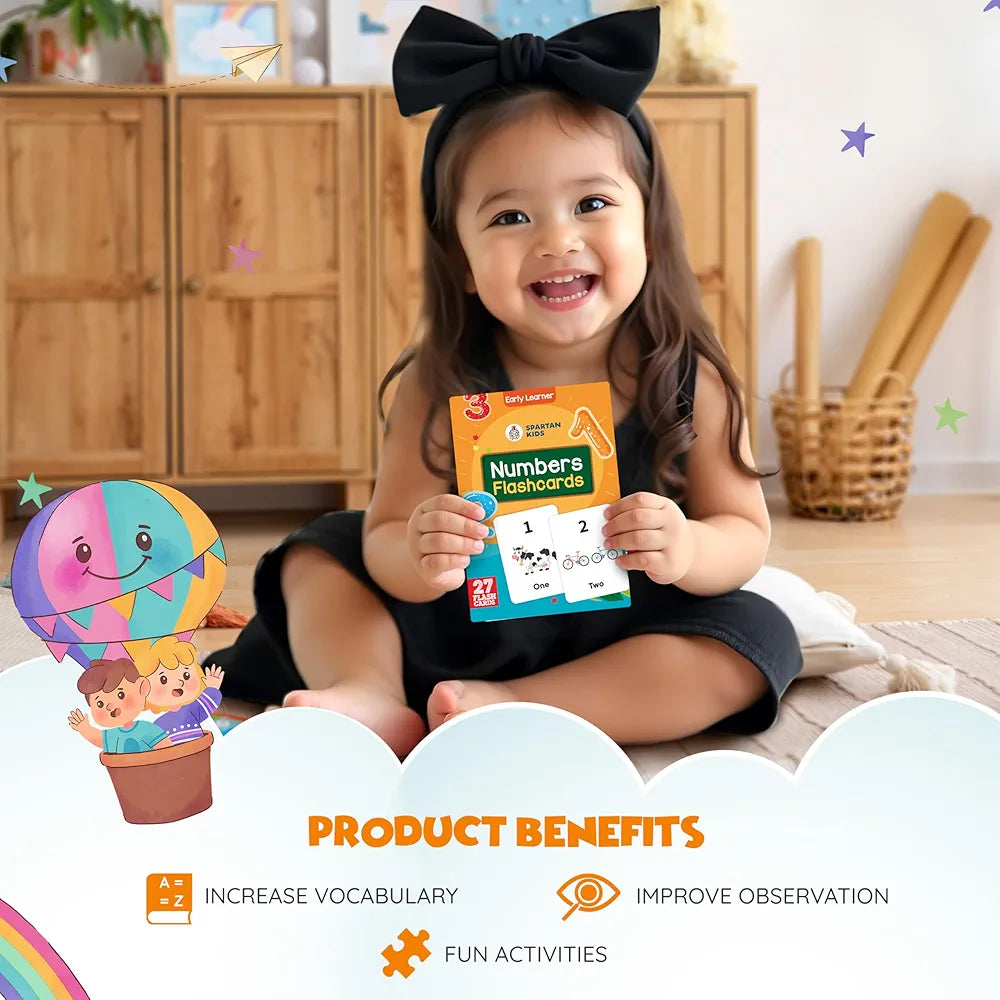 SPARTAN KIDS Numbers Flash Cards for Kids Creative_Thinking | 27 Early Learning Flash Cards Easy & Fun Way of Learning 1 Year to 6 Years Babies