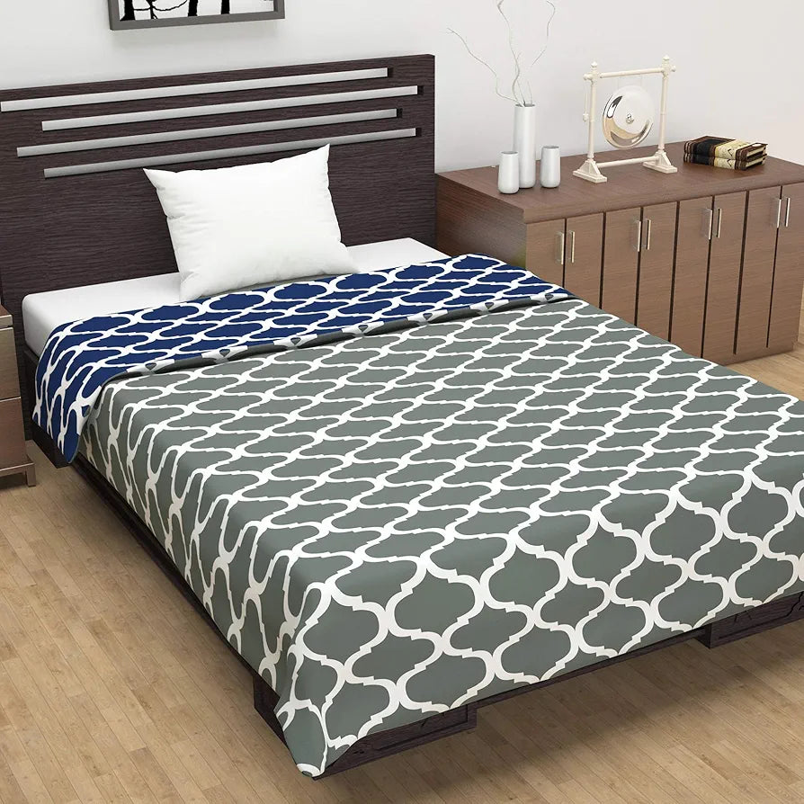 Divine Casa 120 GSM Cloudy Quilt Brushed Microfibre 3 Layer Breathable Single Dohar AC Blanket Lightweight Warm Rajai Throws for Bed TC - 120 Colour Blue Heaven