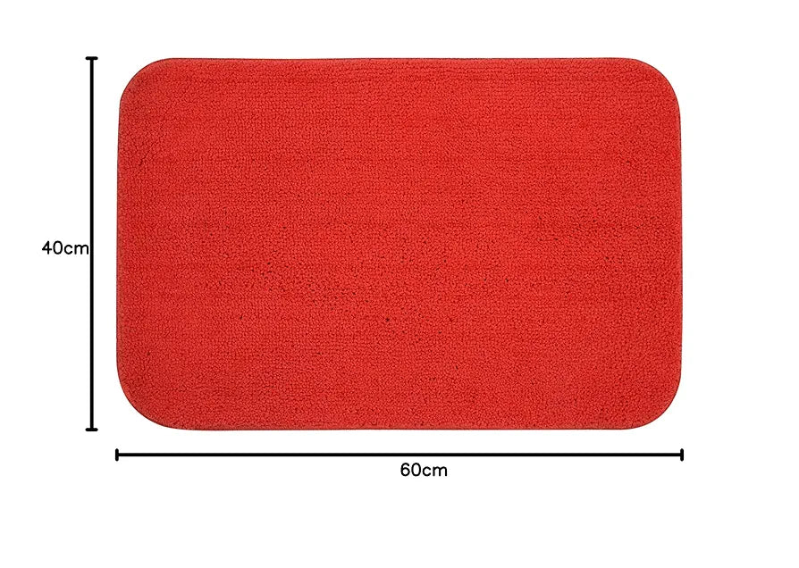 Saral Home Easy Living Microfiber Solid Rectangle Anti-skid Bath Mats Colour Red (Pack Of 2)