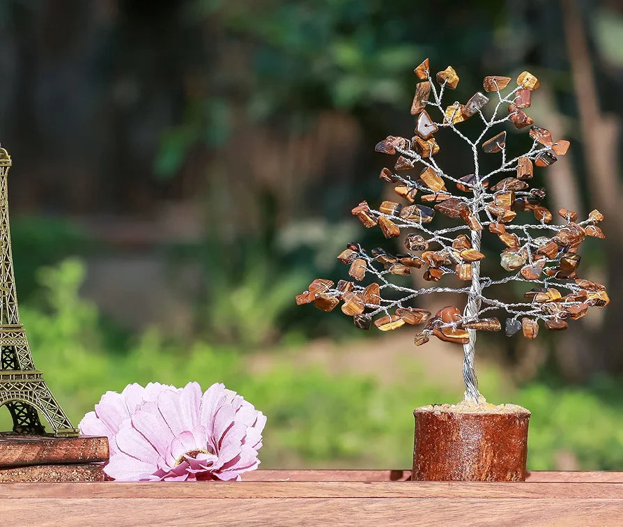 Crocon Tiger Eye Gemstone Money Tree Feng Shui Bonsai