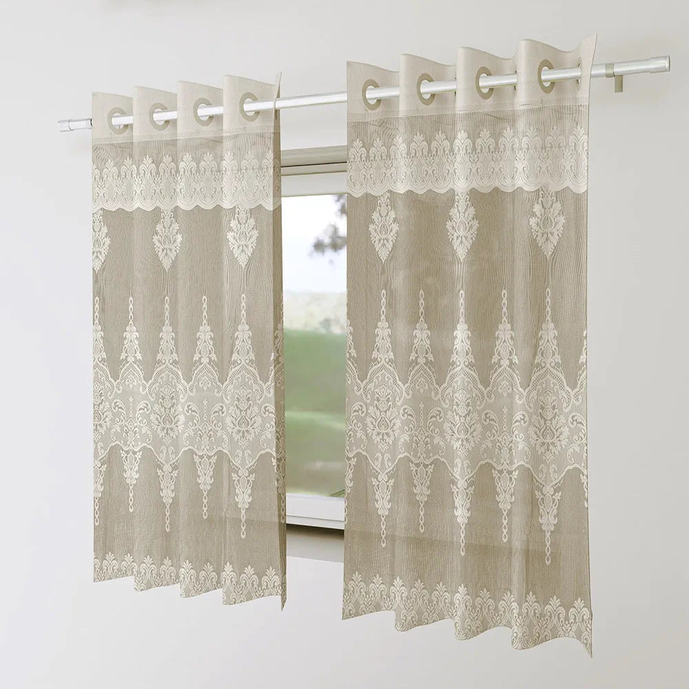 Kuber Industries Darkening Window Curtains Sheer Curtain with 8 Rings SY15ZZ Cream Colour