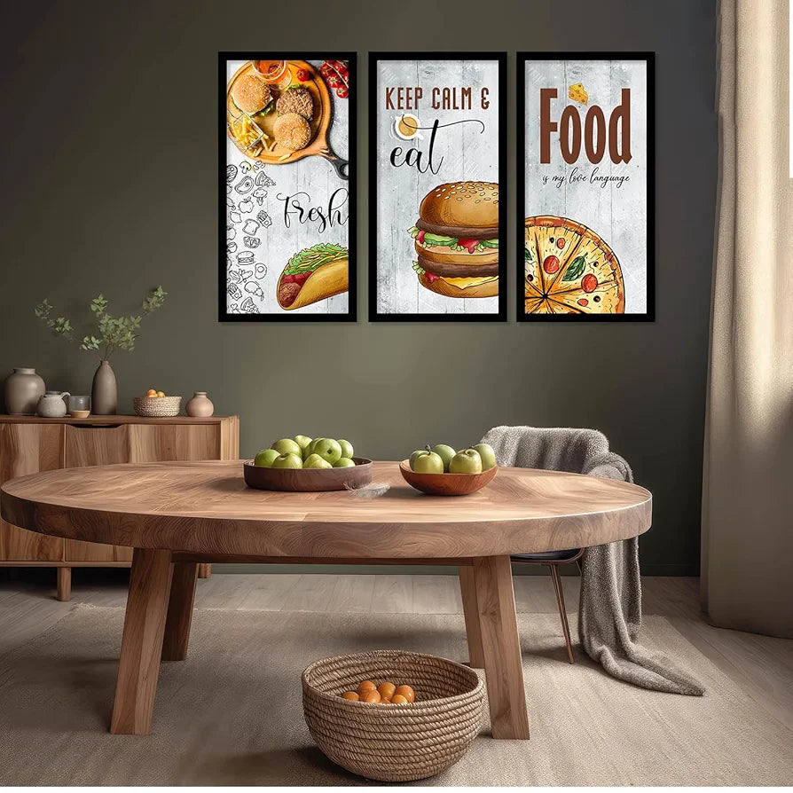 Kotart Kitchen Quotes Posters with Frame for Restaurant Fresh Set of 3