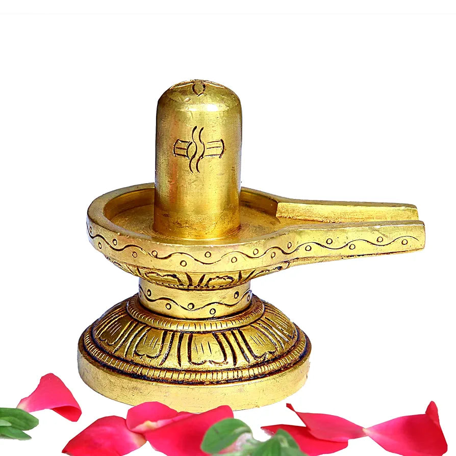 Anciently Brass Shivling Small | Shiva Lingam for Puja | Sivalingam for Pooja 6.5CM Height Gold Colour 1 Piece
