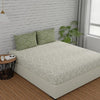 Huesland by Ahmedabad Cotton 144 TC Cotton Bedsheet for Double Bed King Size with 2 Pillow Covers | White & Sage Green