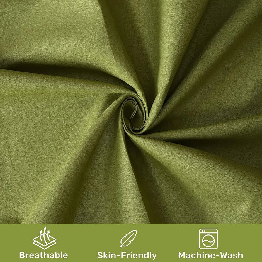 Fresh From Loom King Size Microfiber Bedsheet Set-Rotary With 2 Pillow Covers 144 TC Corn Green Damas
