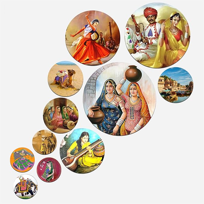 Artvibes Decorative Mdf Wooden Wall Hanging Decoration Item for Home | Pack of 11 Pieces