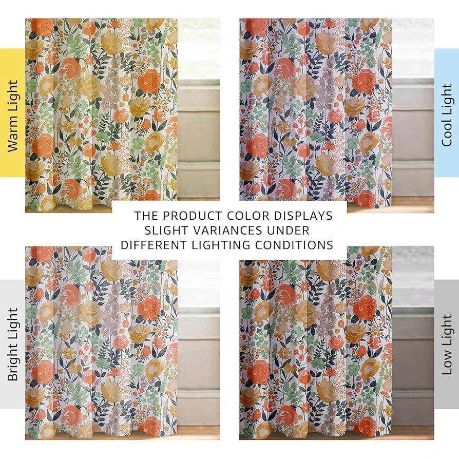 Cloth Fusion Blackout Printed Premium Window Curtains 5 Feet Long Set of 2 White Roses