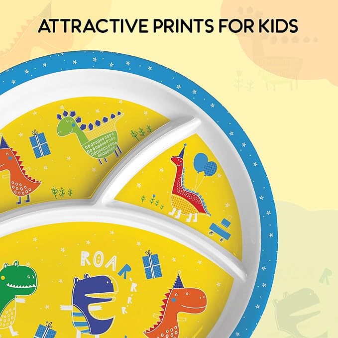 Cello Kidzbee Trioplate Dino Party Melamine Meal Set for Kids
