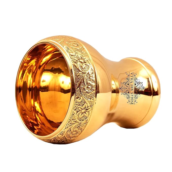 Indian Art Villa Brass Glass Curved Mughlai Design - 325 gms