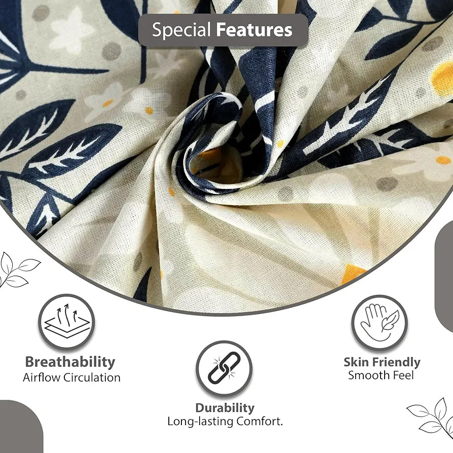 Divine Casa 100% Cotton Bedsheet for Single Bed, 144 TC Bedsheet Single Size Bed Cotton with 1 Pillow Cover Colour Classic Yellow