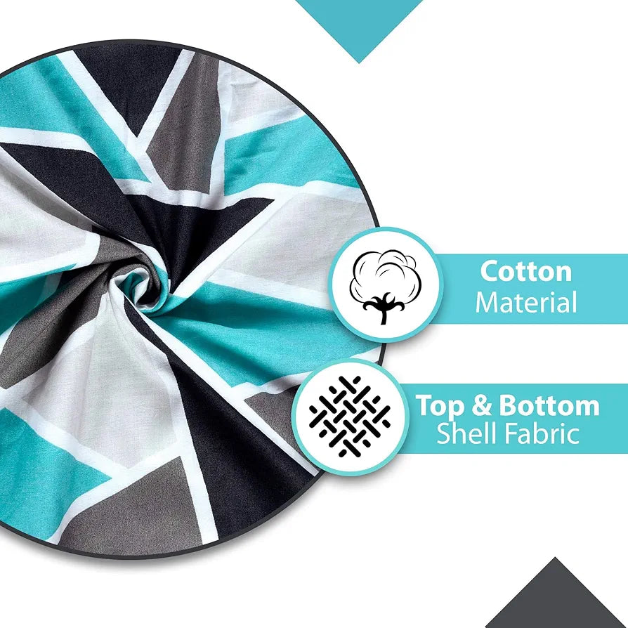 Divine Casa 100% Cotton 144 TC Reversible Geometric Printed Single Bed AC Dohar Blanket for Mild Winter TC - 144 Colour Crystal Teal