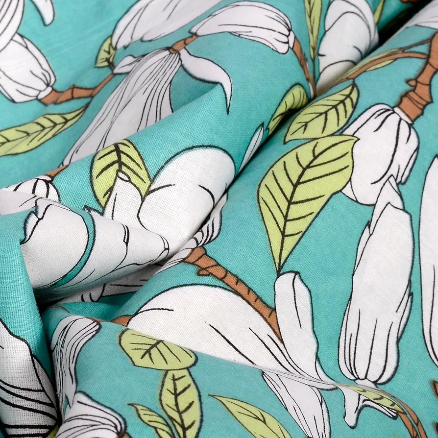 Divine Casa Floret 100% Cotton Single Kids Dohar 120 GSM Soft & Lightweight Throw Blanket Colour Meadow Green