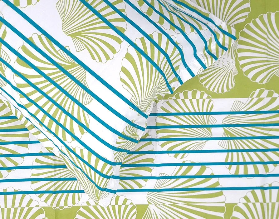 Divine Casa 100% Cotton 144 TC Bedsheet for Double Bed King Size Bedsheet with 2 Pillow Covers Colour Ocean Green