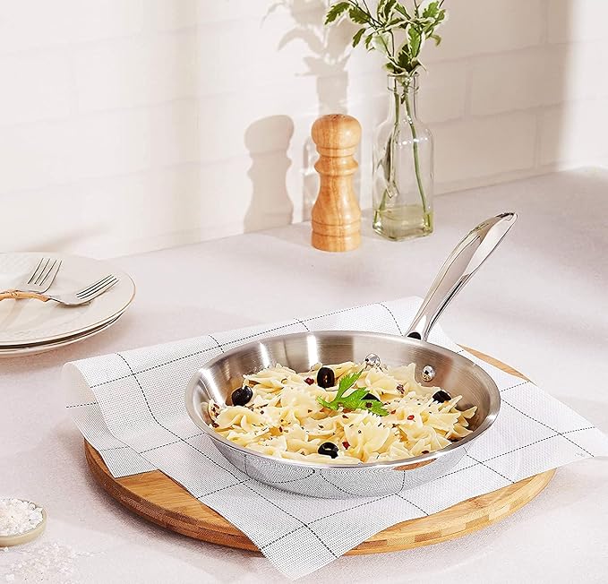 Femora Tri-ply Frying Pan 24 Cm Capacity 1.8 L Without Lid | Healthy Cooking | Induction Safe | Stain Resistant | Zero Coating