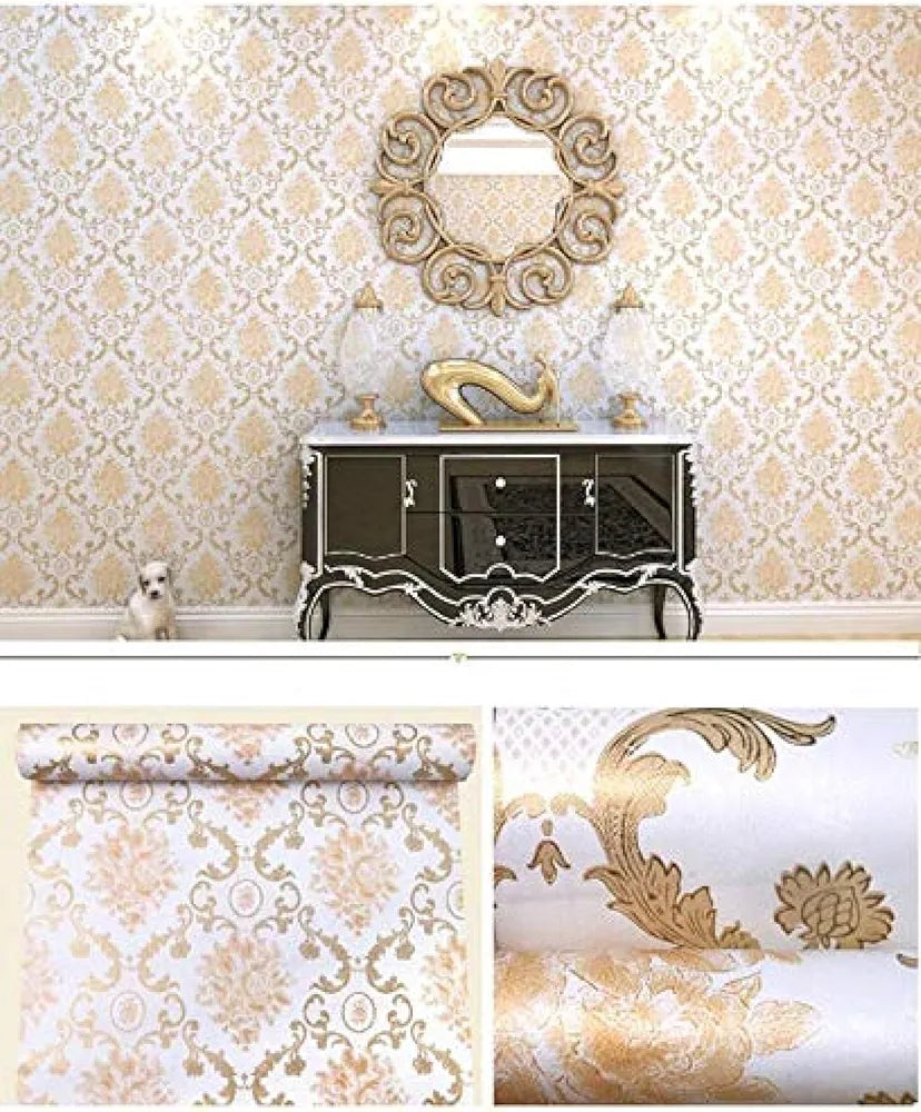Jaamso Royals Golden Damask Hall Wallpaper for Walls 200CM X 45CM