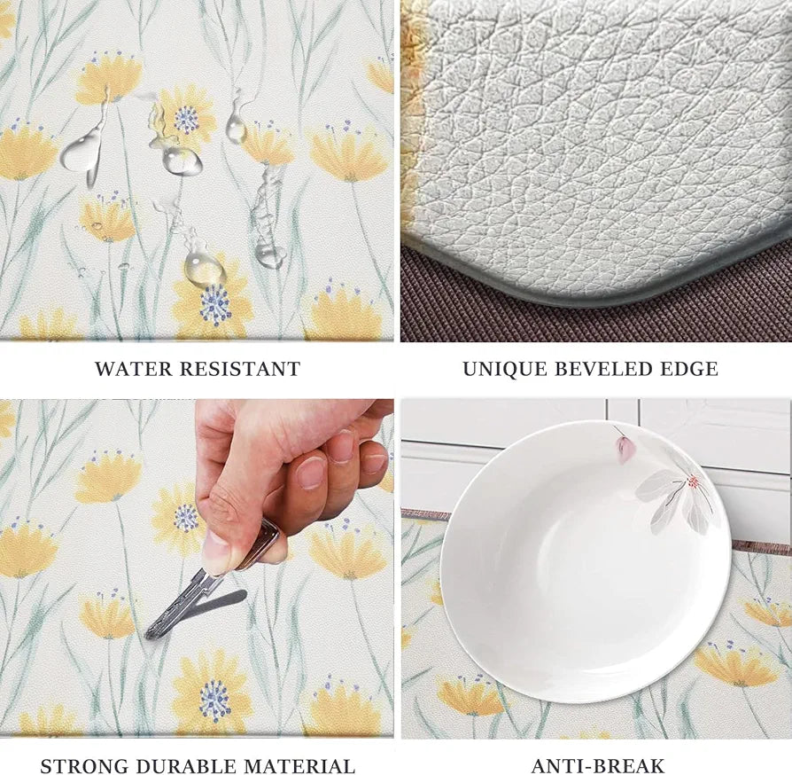 Luxe Home Columbo Anti-Fatigue Kitchen Mat Non-Slip Cushioned Comfort Mat Colour Sunflower