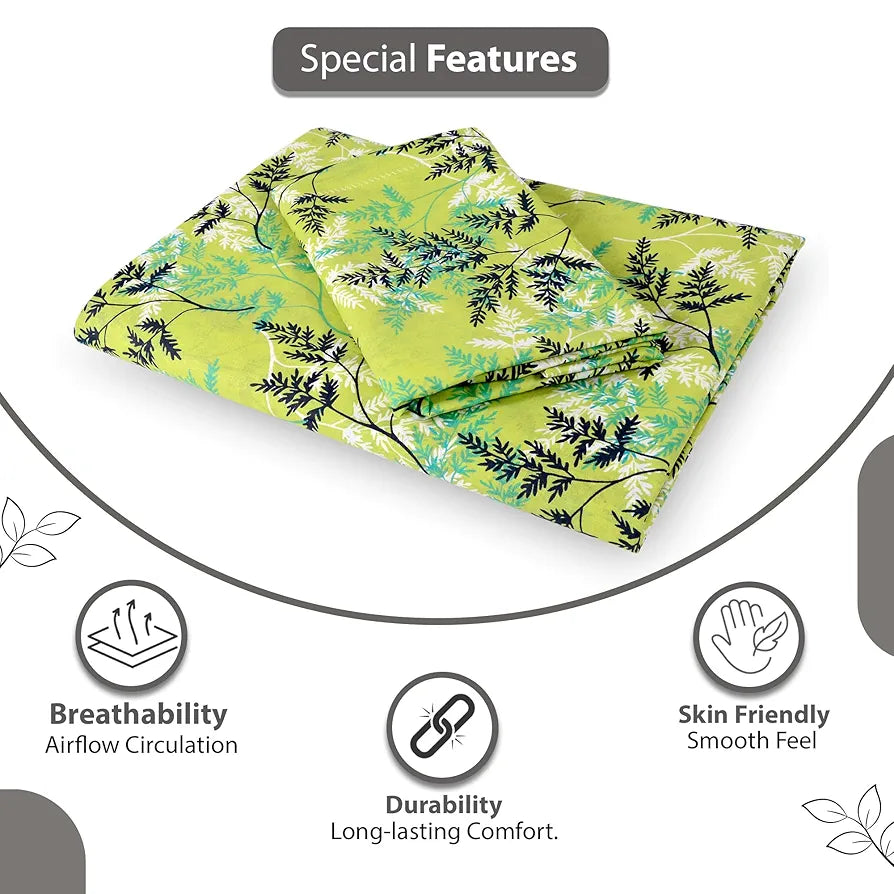 Divine Casa - 144 TC Super Soft 100% Cotton Bedsheet for Double Bed  144 Thread Count Colour Lime Breeze