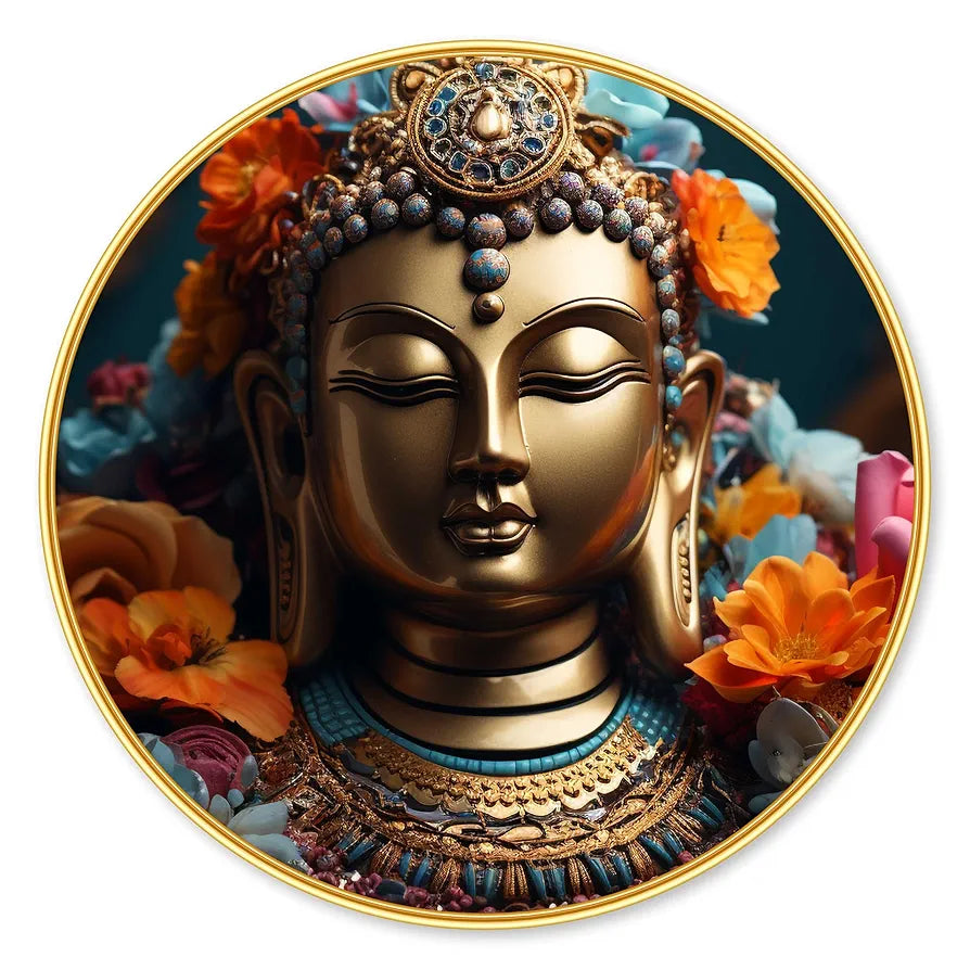 Livin'luxe Paintings Buddha Religious Modern Art Premium Sparkle Lamination Golden GR-96