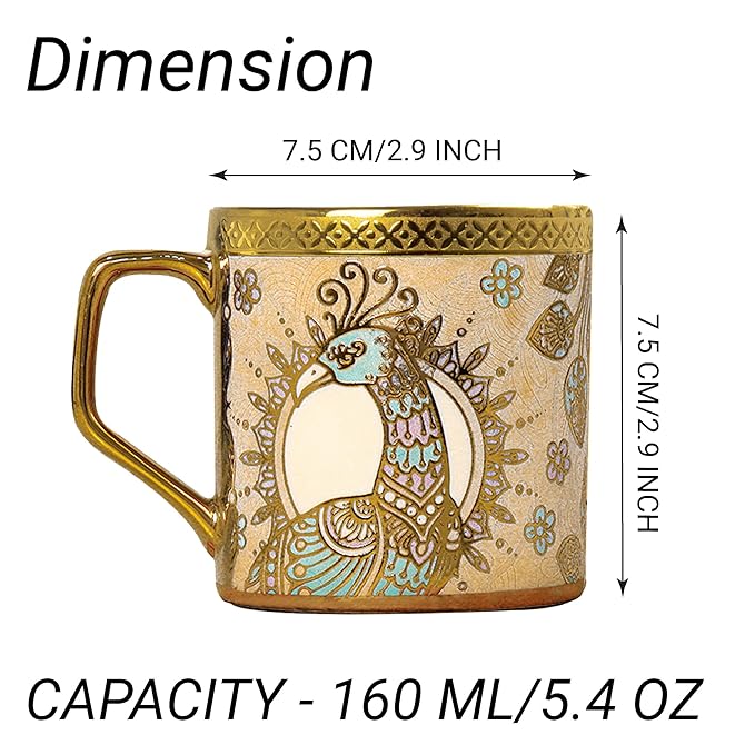 Femora Bone China Gloden Tea Cup | Crowned Gold | 160 Ml
