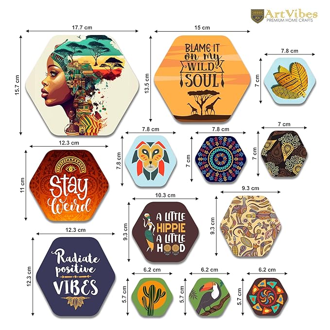 Artvibes Decorative Wooden Wall Hanging Decoration for Home | Quotes Decor Item | Pack of 13 Pieces