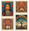 ArtX Paper Madhubani Madhubani-SO4-05 Paintings with Frame Set of 4