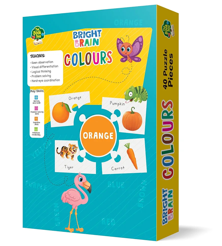 The Book Tree Bright Brain Colours Puzzle - Learn & Identify Colours with 40 Pieces – Beautiful Colourful Puzzle Pieces for Kids Age 3+ - Gift Box by Majestic Book Club