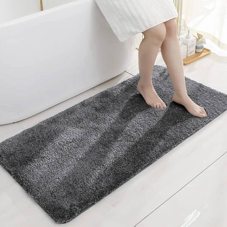 Luxe Home International Microfibre Rectangular Bath Mat Super Soft Anti Skid Newman Mats For Bathroom Colour Grey