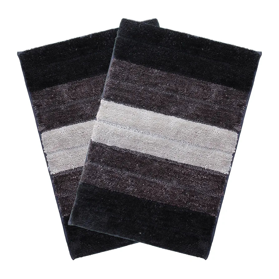 Luxe Home International Microfiber Rectangular Bath mat Soft Anti Slip Skid Luxury Mats 40X60 Cm Colour Anthra (Pack of 2)