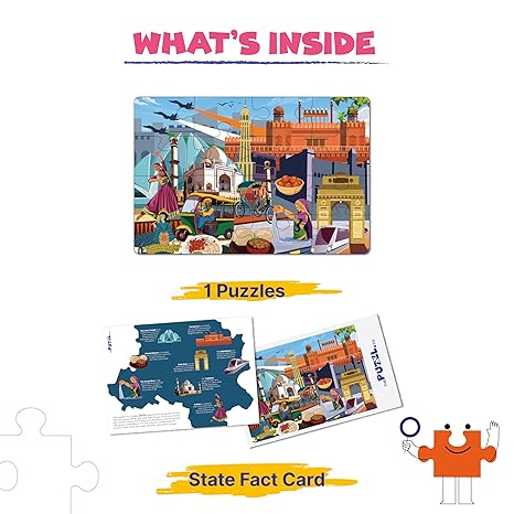 The Puzzl Co - Delhi Jigsaw Puzzle for Kids 6 Years & Up 100-Piece City Puzzle with Frame Compact