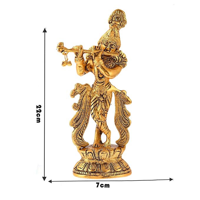 Ecraftindia Golden Lord Krishna Playing Flute Idol