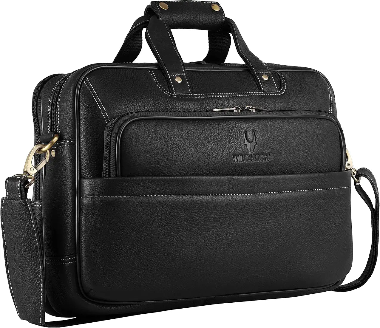 WildHorn Classic Leather 16 inch Laptop Messenger Bag for Men I Office Bags I Travel Bags I Carry Handles with Adjustable Strap I Dimension: L- 16 inch H-12 inch W- 4 inch
