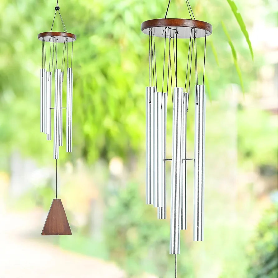 Wind Chimes – Silver 6-Pipe Hanging Showpiece Wind Chime -033-A