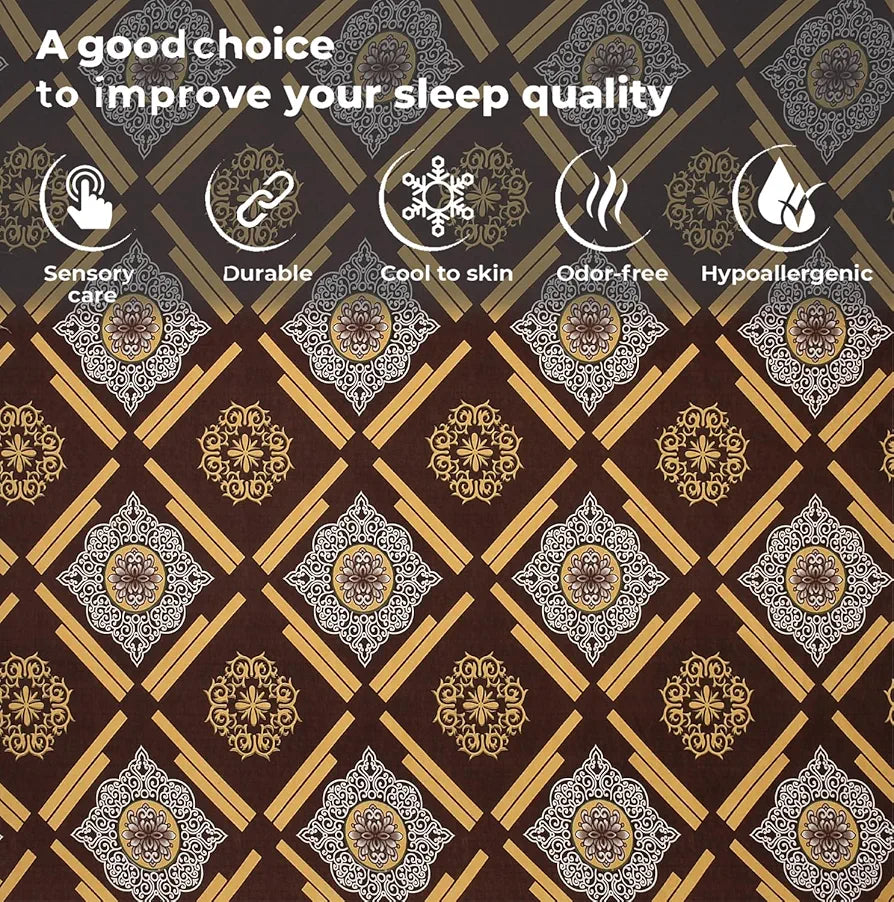 Fresh From Loom Wrinkle Free Hypo-Allergenic Microfiber King Bedsheet For Double Bed Floral Design Bed Spread With 2 Pillow Covers 144 TC Dark Brown