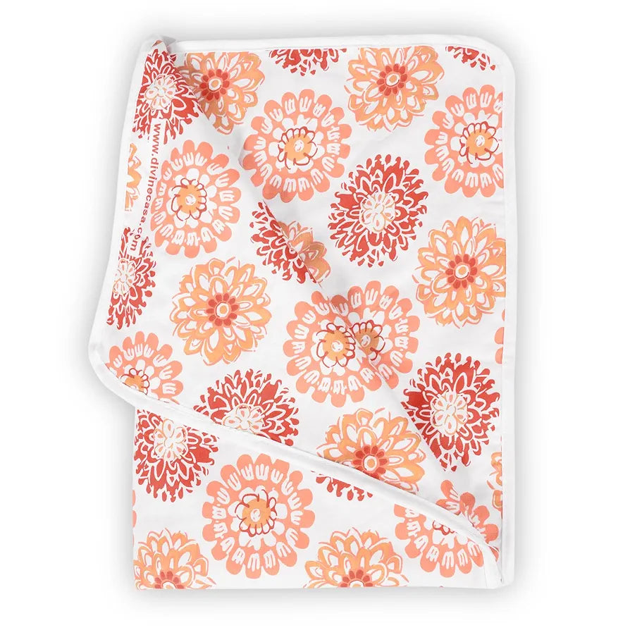 Divine Casa Floret 100% Cotton Single Kids Dohar 120 GSM Soft & Lightweight Throw Blanket Colour Red Orange
